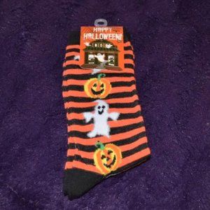 🧡4 for $20 Halloween Ghost Pumpkin Lantern Black Orange Striped Socks 9-11